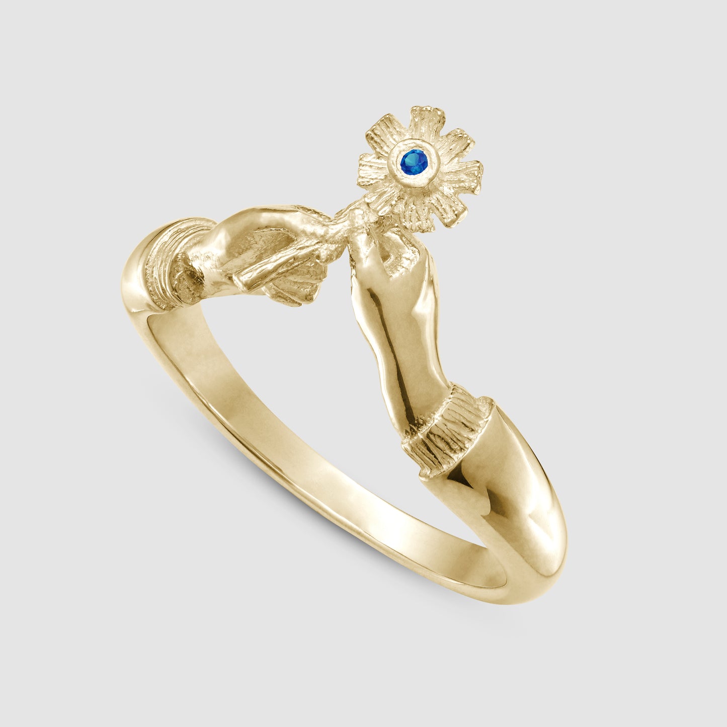 A Flower with Love Ring - Blue -  Gold