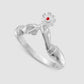A Flower with Love Ring - Red - Silver