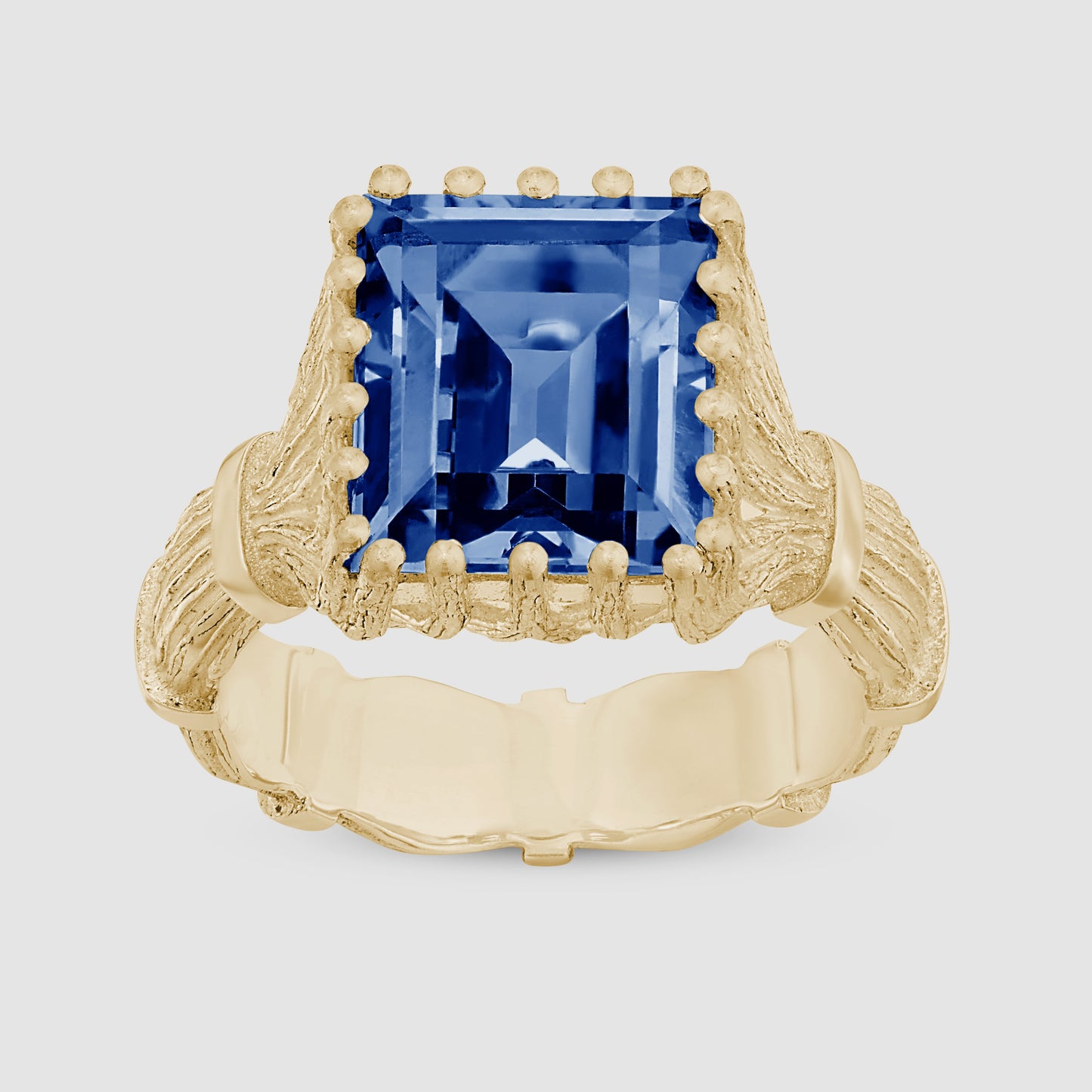 Baguette Cut Bound Willow Ring - Blue - Gold