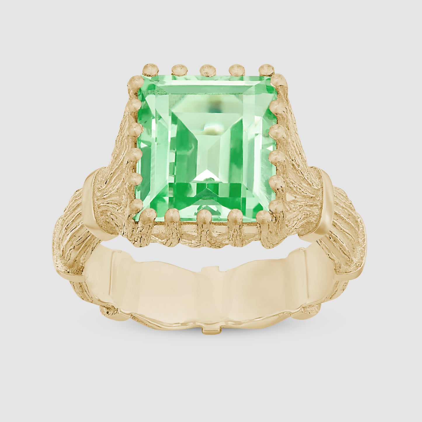 Baguette Cut Bound Willow Ring - Green - Gold