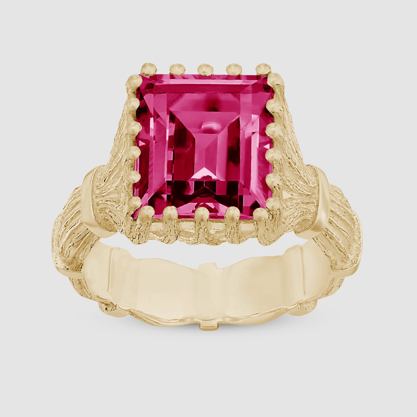 Baguette Cut Bound Willow Ring - Pink - Gold