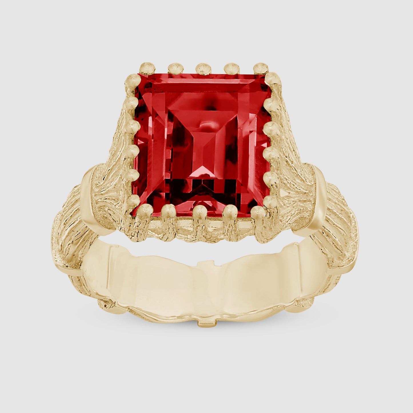 Baguette Cut Bound Willow Ring - Red - Gold