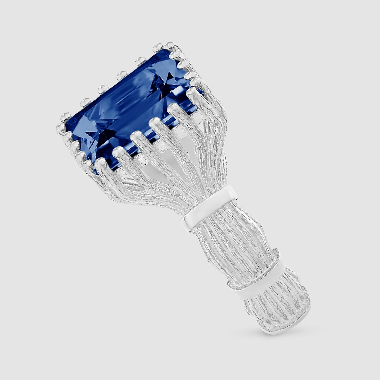 Baguette Cut Bound Willow Ring - Blue - Silver