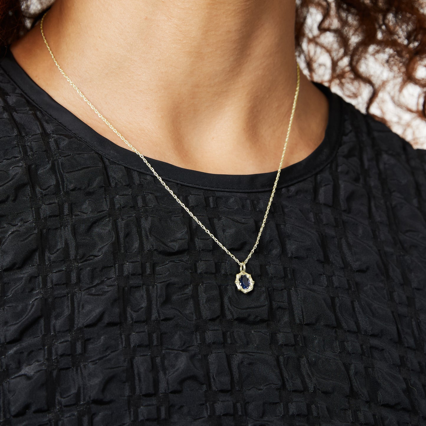 Bamboo Pendant - Blue - Gold