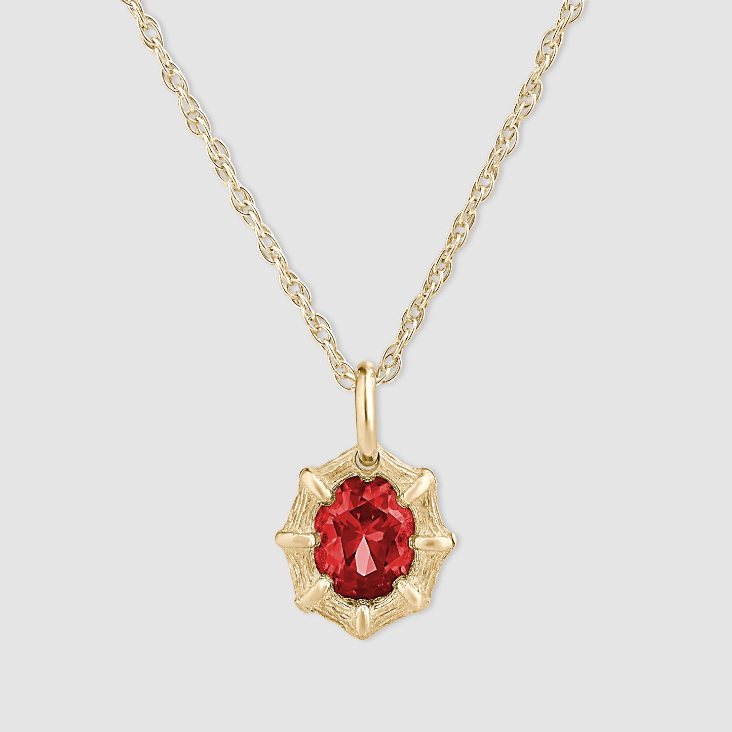 Bamboo Pendant - Red - Gold