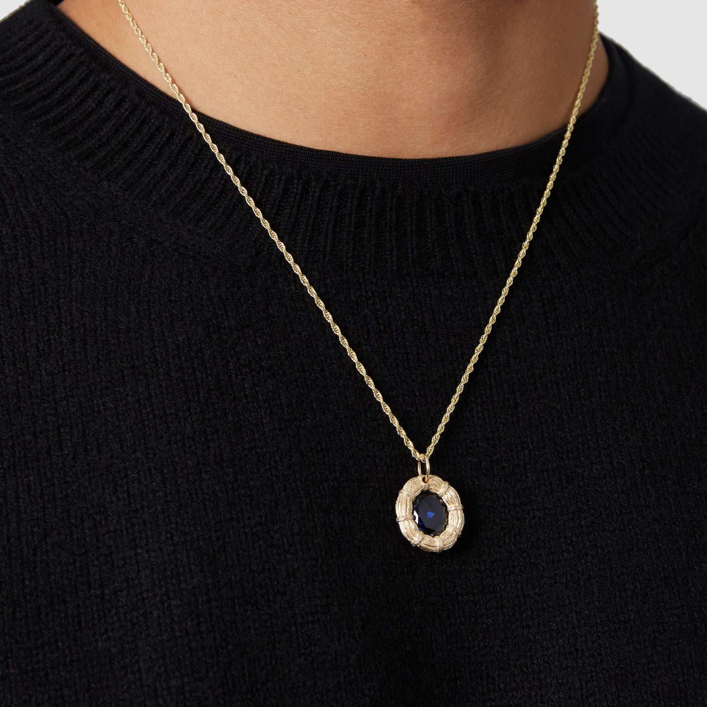 Bound Willow Pendant - Blue - Gold