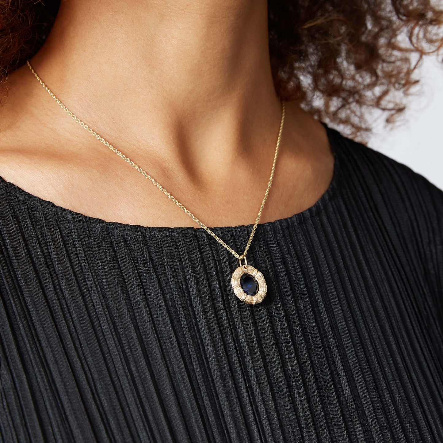 Bound Willow Pendant - Blue - Gold