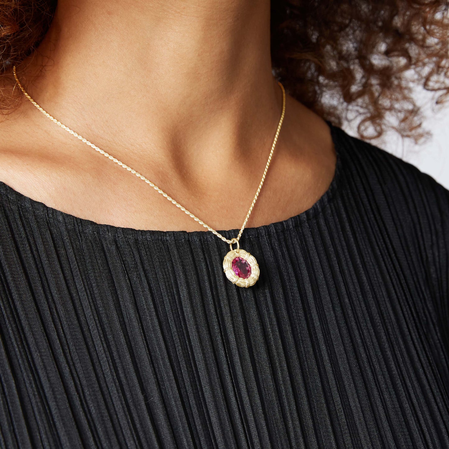 Bound Willow Pendant - Pink - Gold