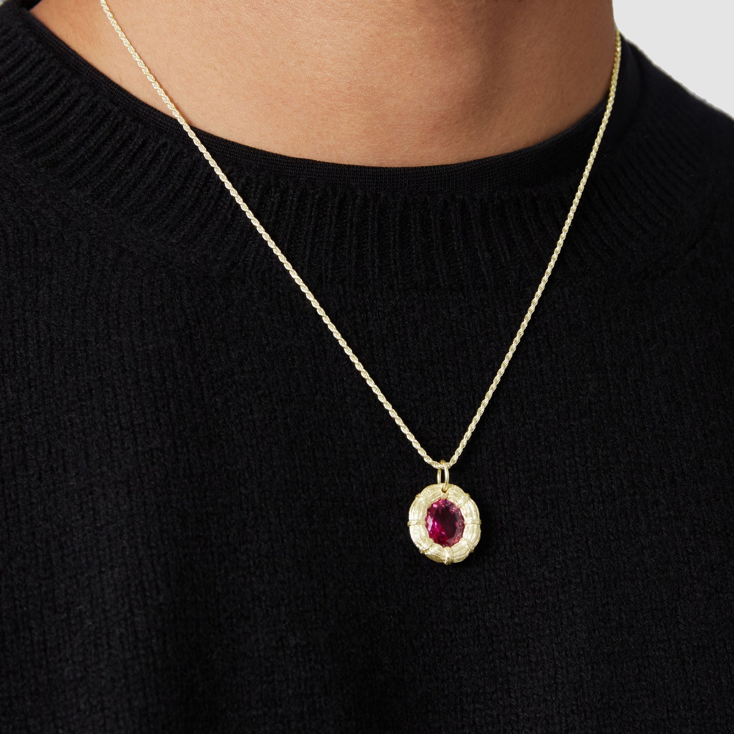 Bound Willow Pendant - Pink - Gold