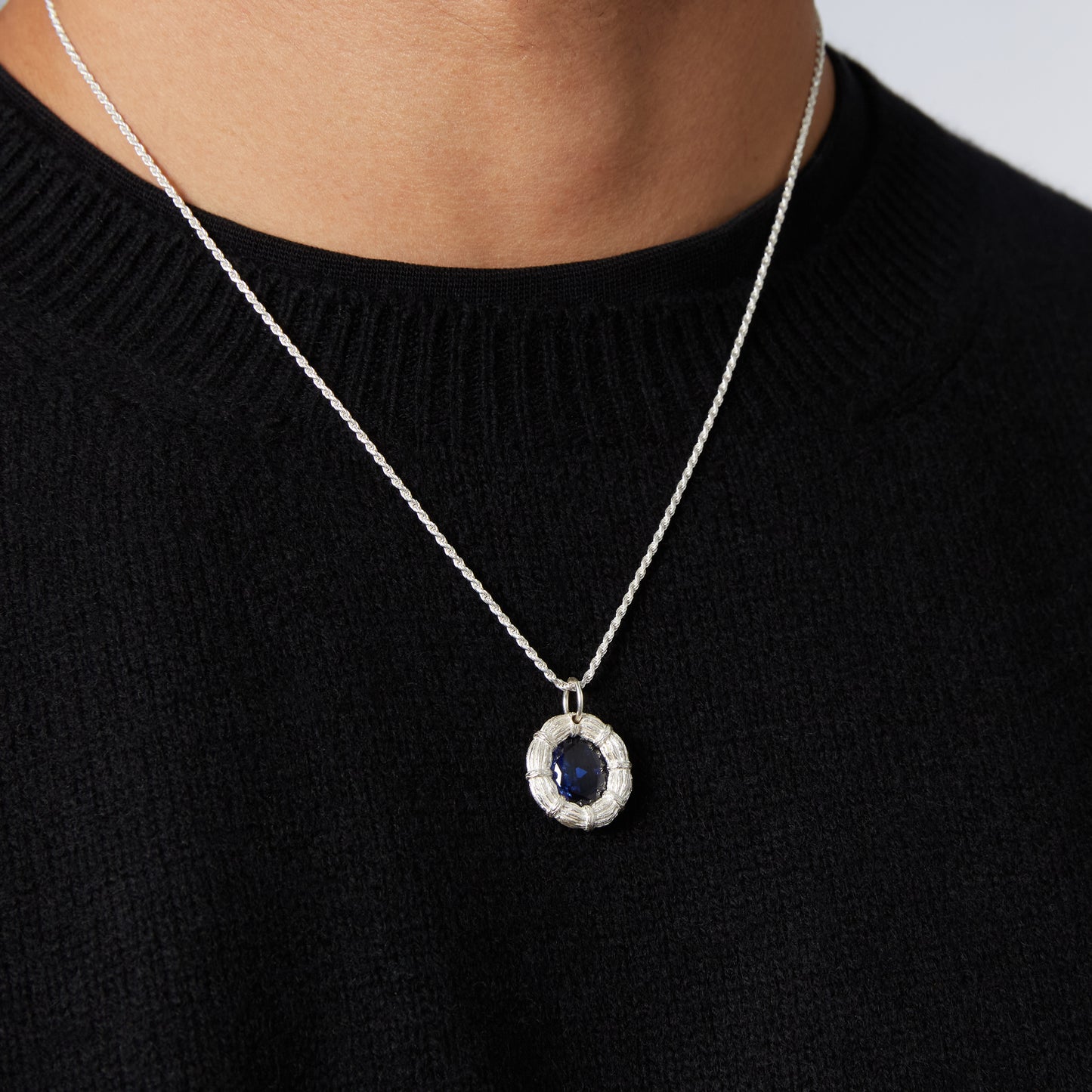 Bound Willow Pendant - Blue - Silver