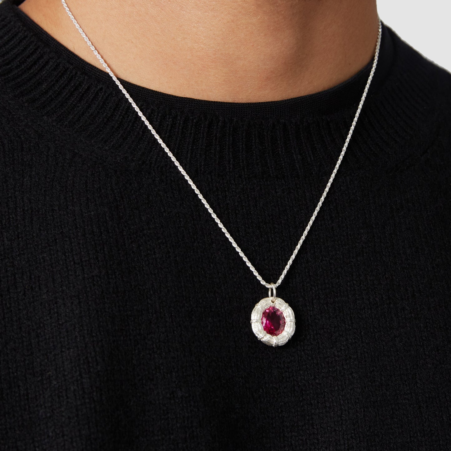 Bound Willow Pendant - Pink - Silver