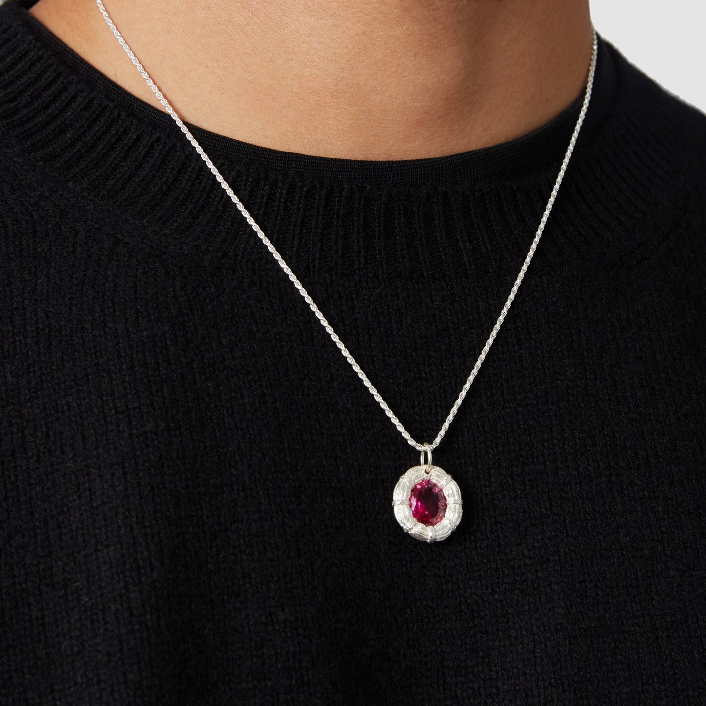 Bound Willow Pendant - Pink - Silver