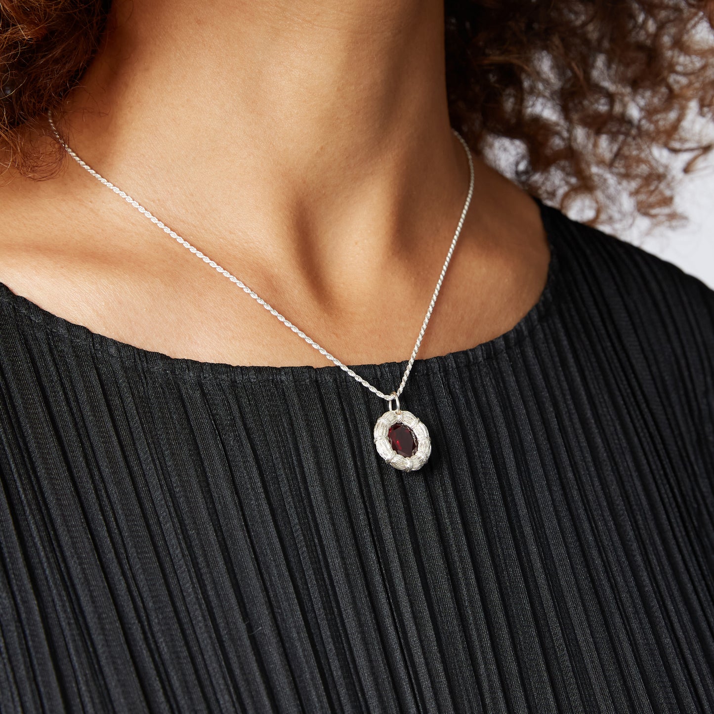 Bound Willow Pendant - Red - Silver