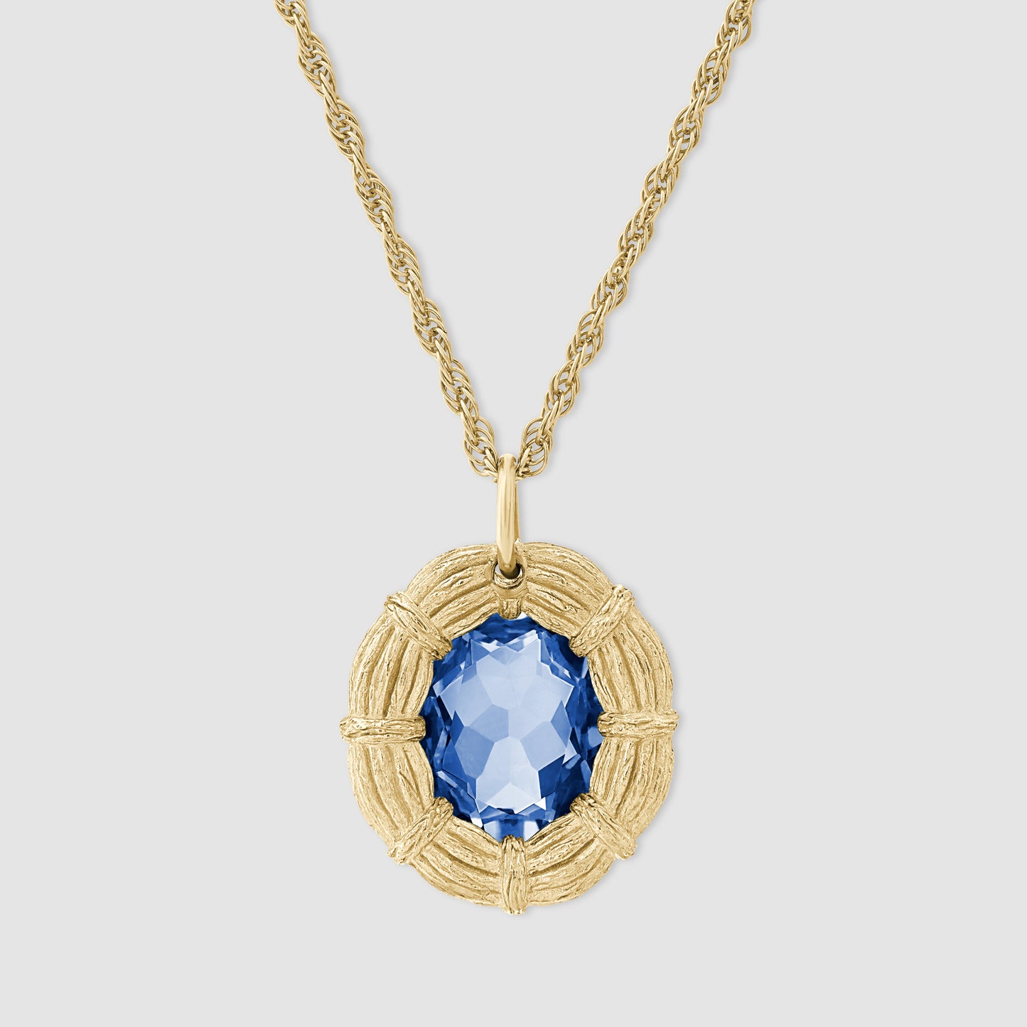 Bound Willow Pendant - Blue - Gold