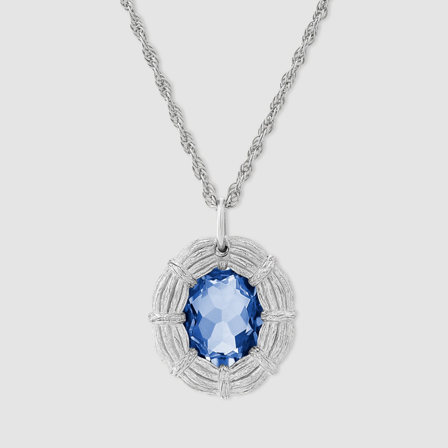 Bound Willow Pendant - Blue - Silver