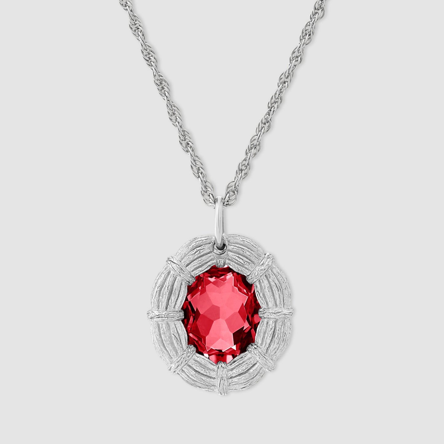 Bound Willow Pendant - Red - Silver