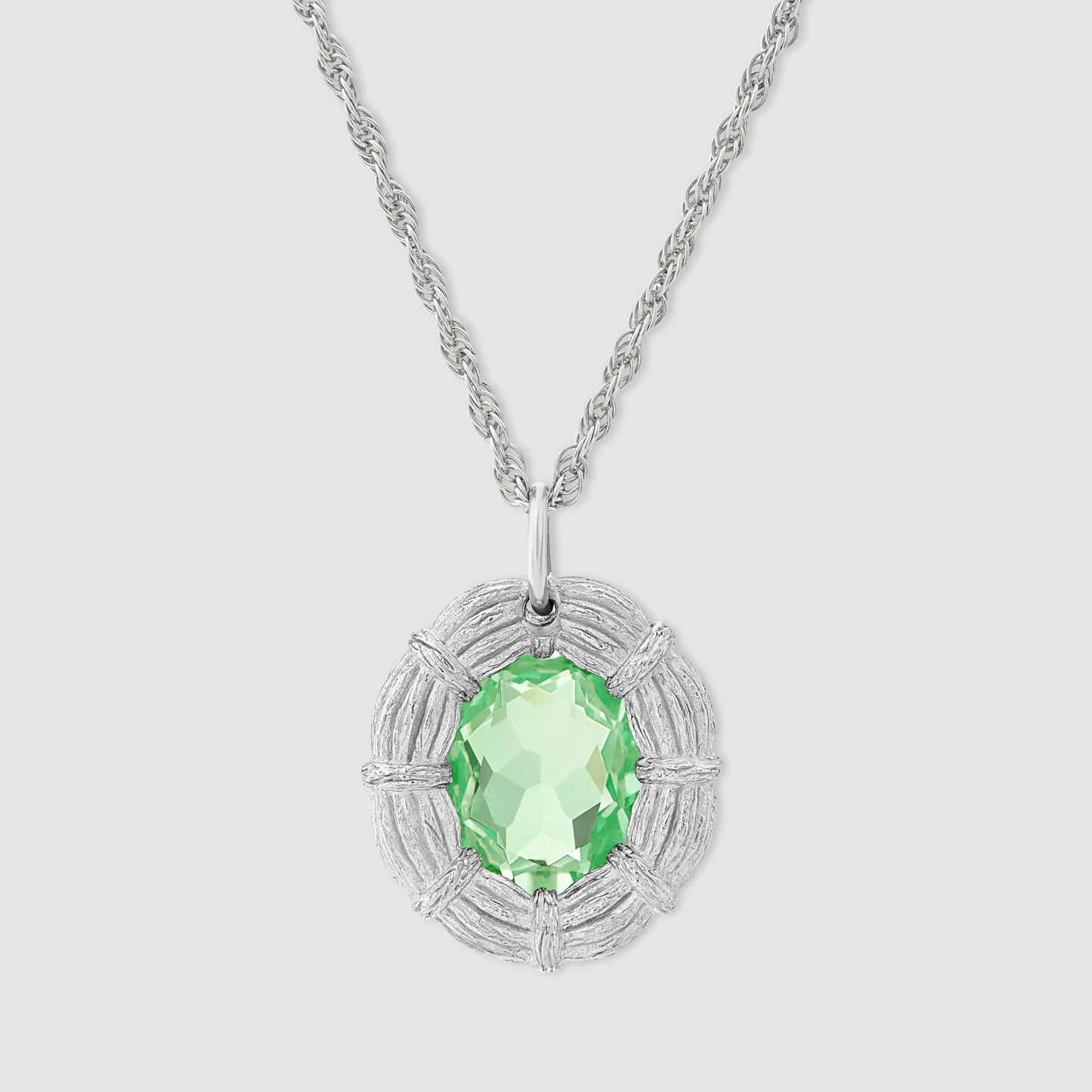 Bound Willow Pendant - Green - Silver