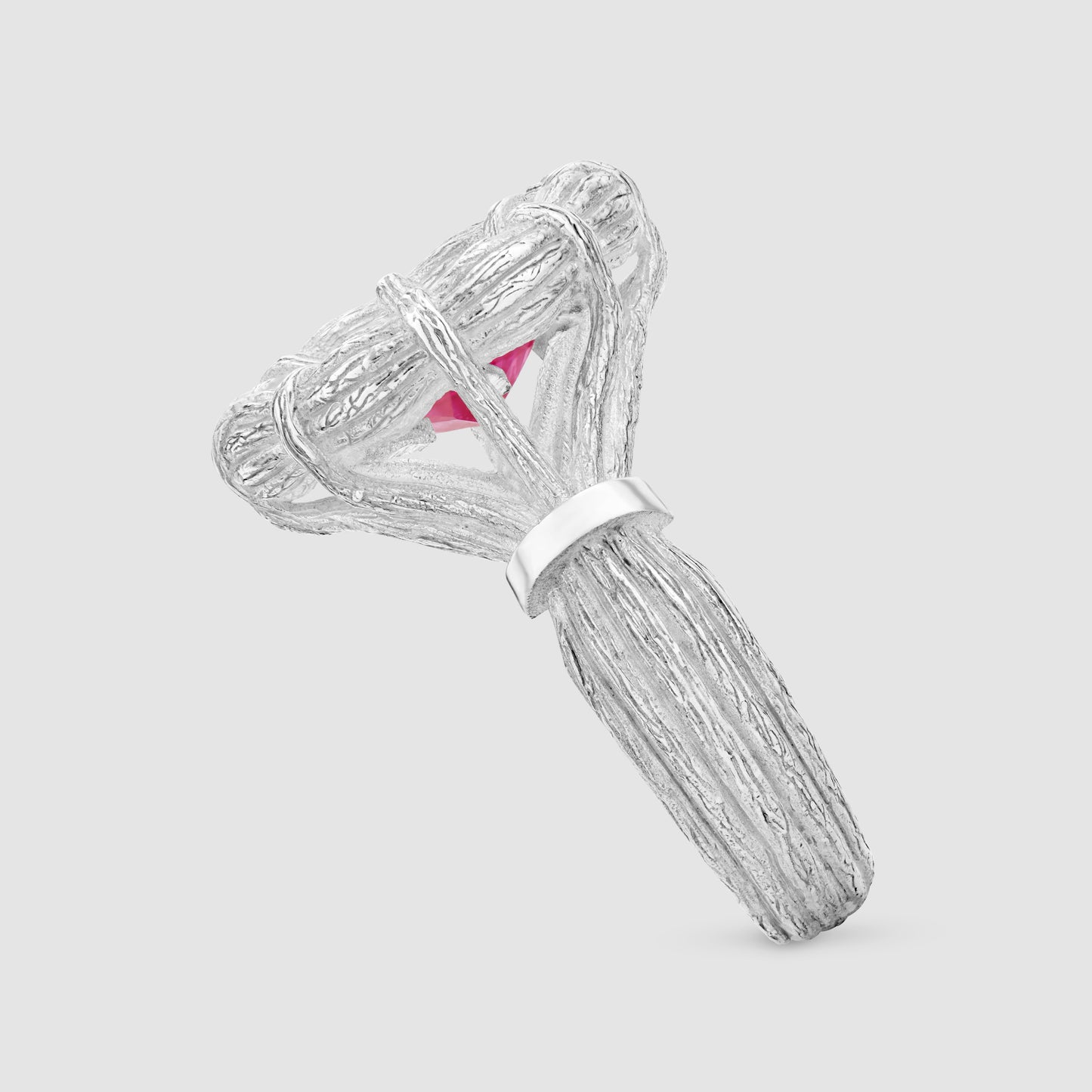 Bound Willow Ring - Pink - Silver