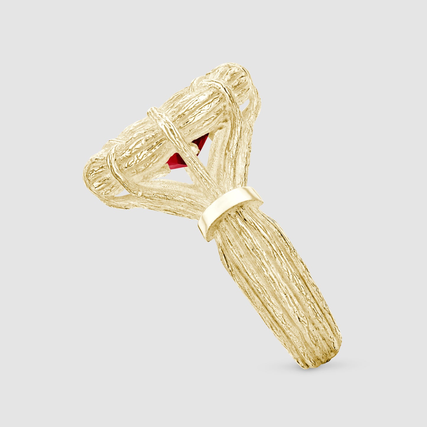 Bound Willow Ring - Red - Gold