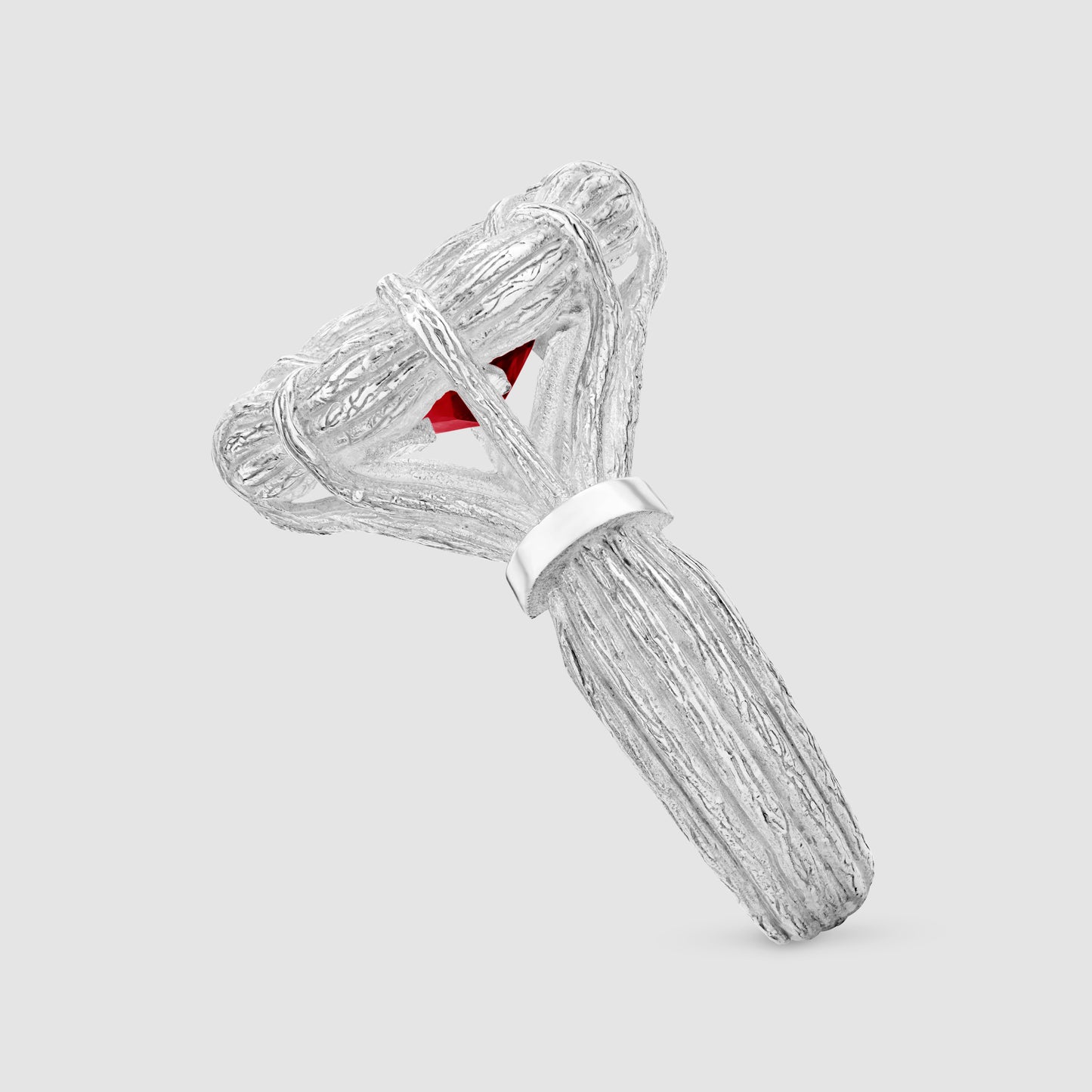 Bound Willow Ring - Red - Silver