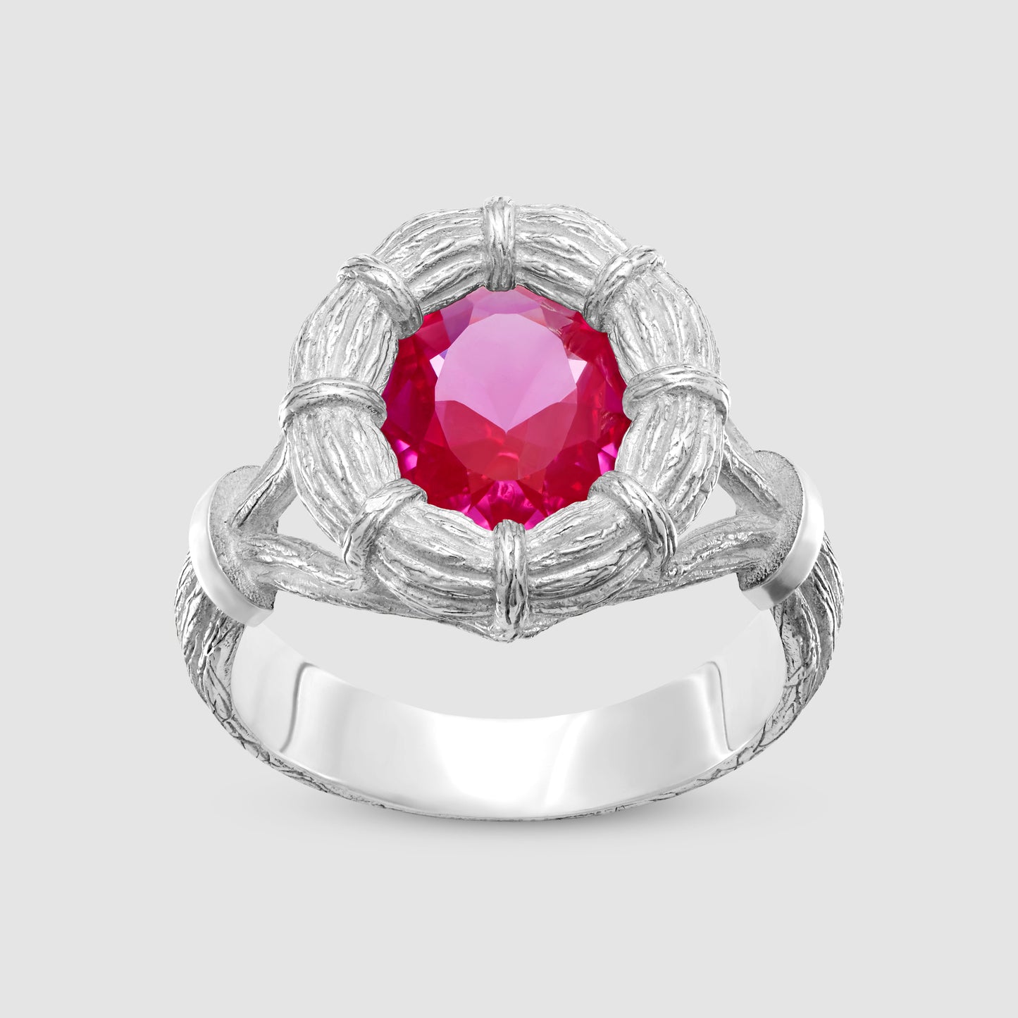 Bound Willow Ring - Pink - Silver