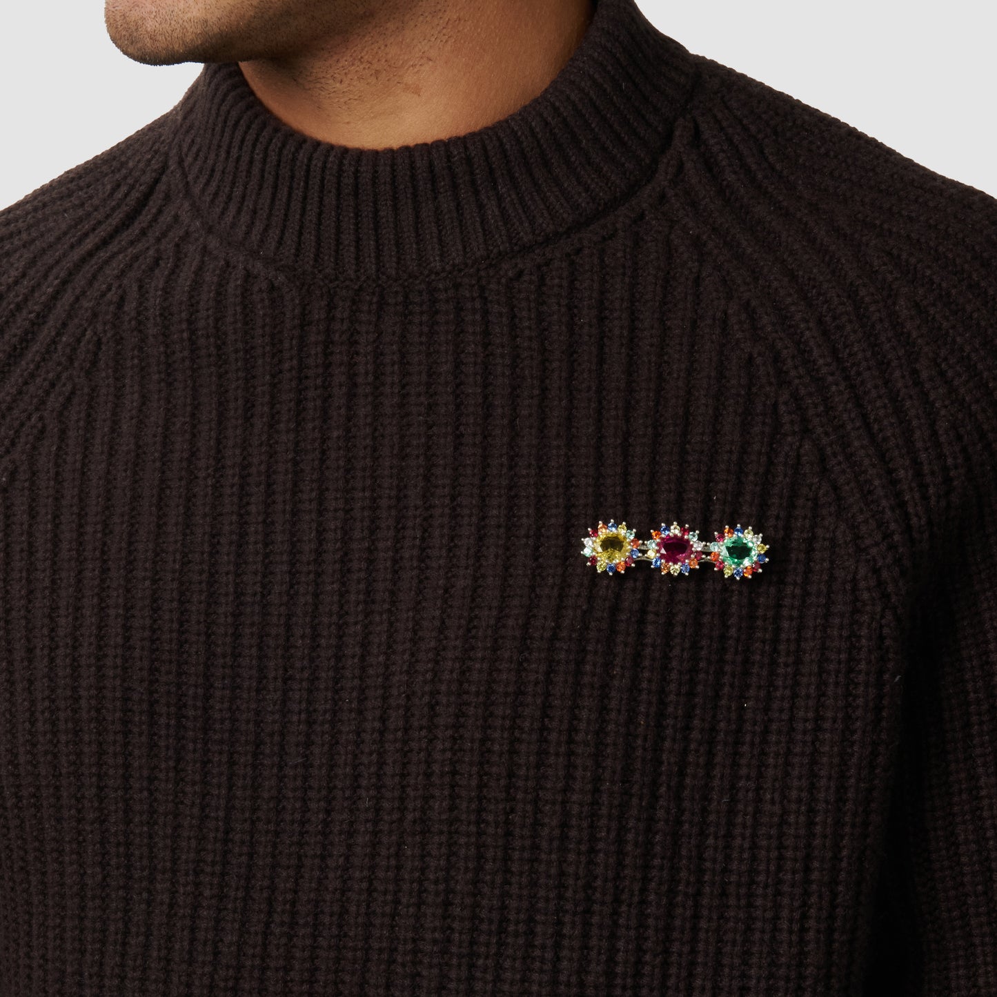 Cluster Brooch - Multi - Silver