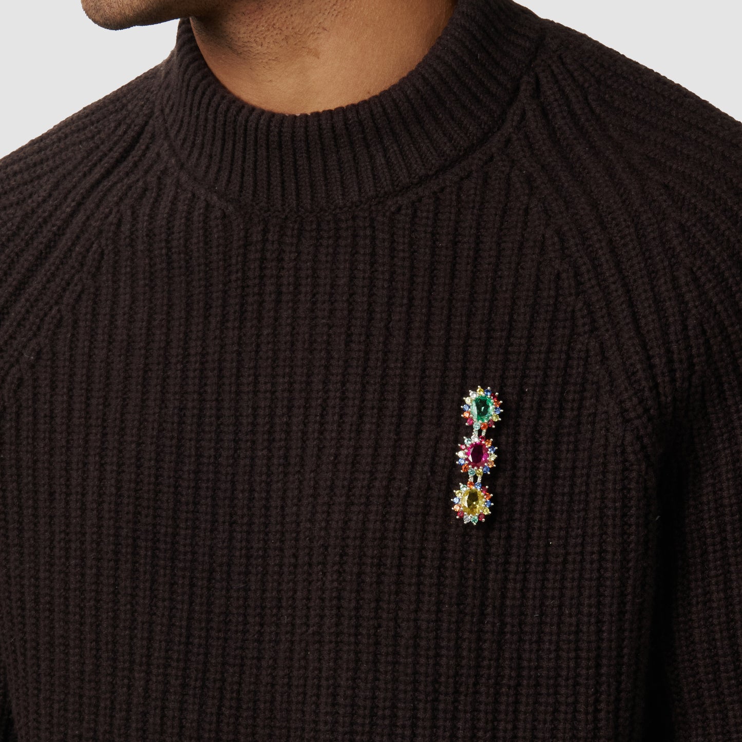Cluster Brooch - Multi - Silver