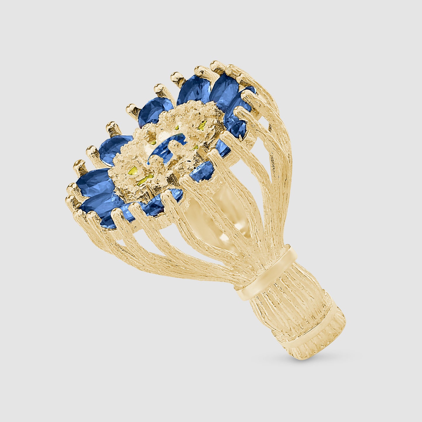 Dorset Dahlia - Blue and Yellow - Gold