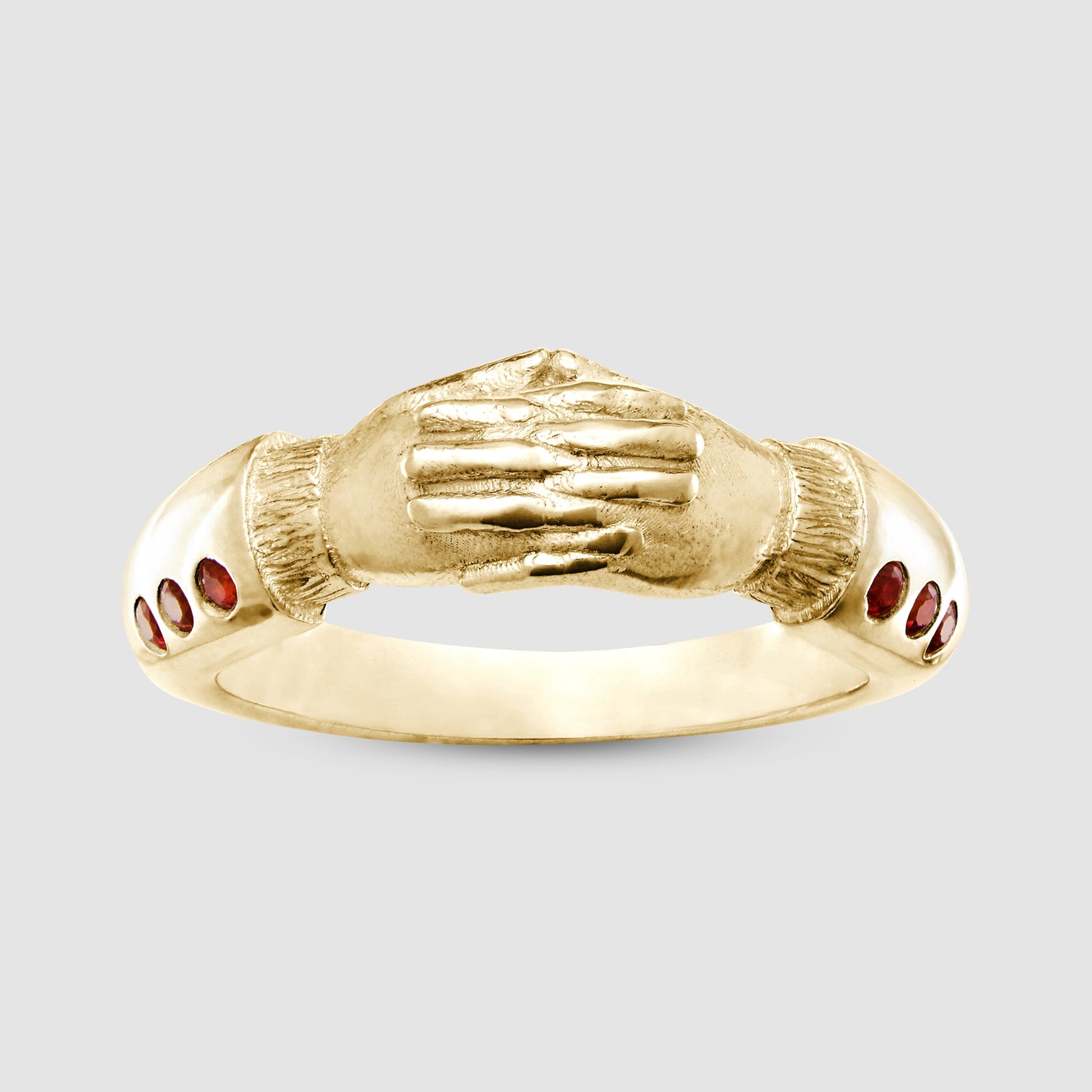 Hands of Thought Ring - Red -  Gold