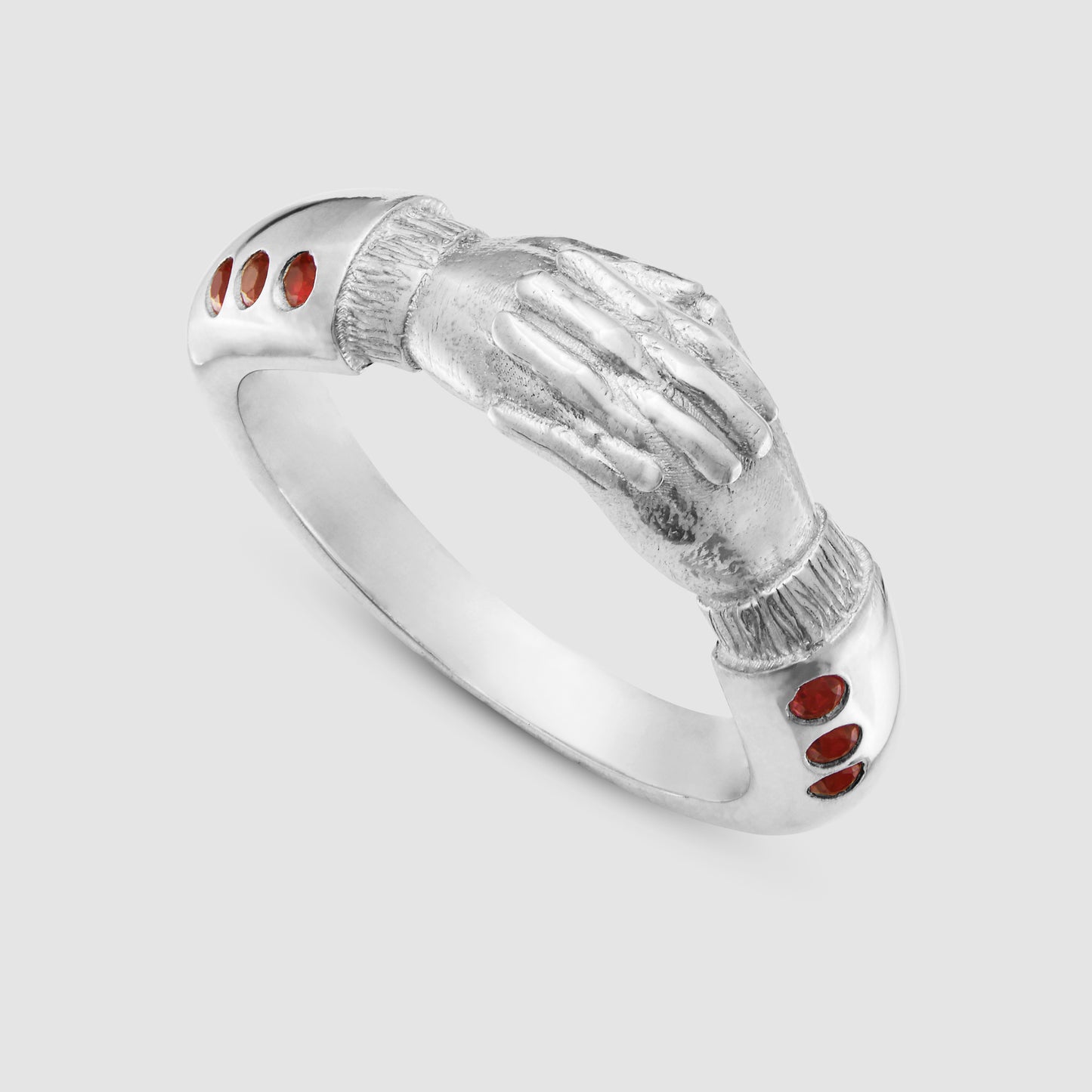 Hands of Thought Ring - Red - Silver