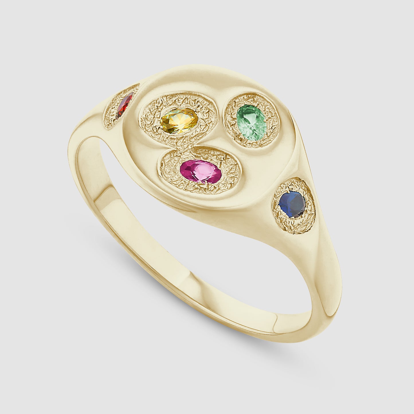 Mini Oval Chloroplast Signet - Multi - Gold