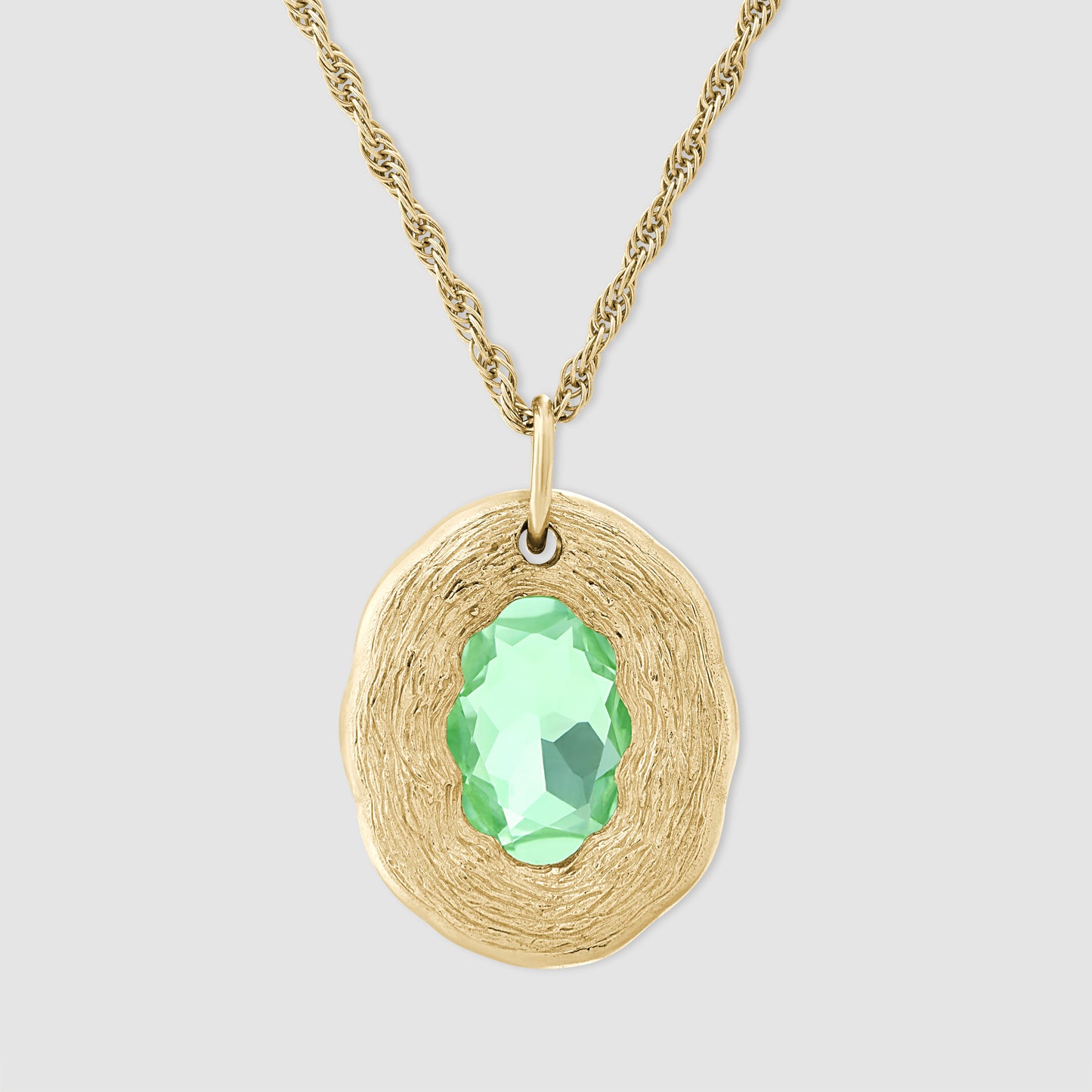 Mirror Pendant - Green - Gold