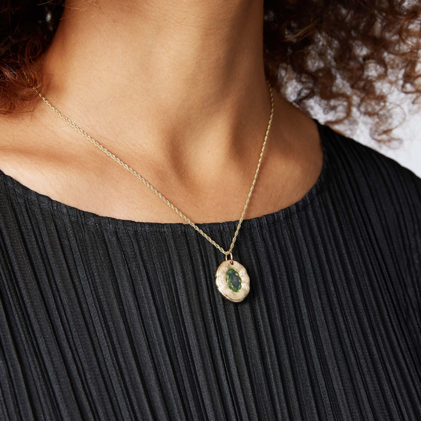 Mirror Pendant - Green - Gold