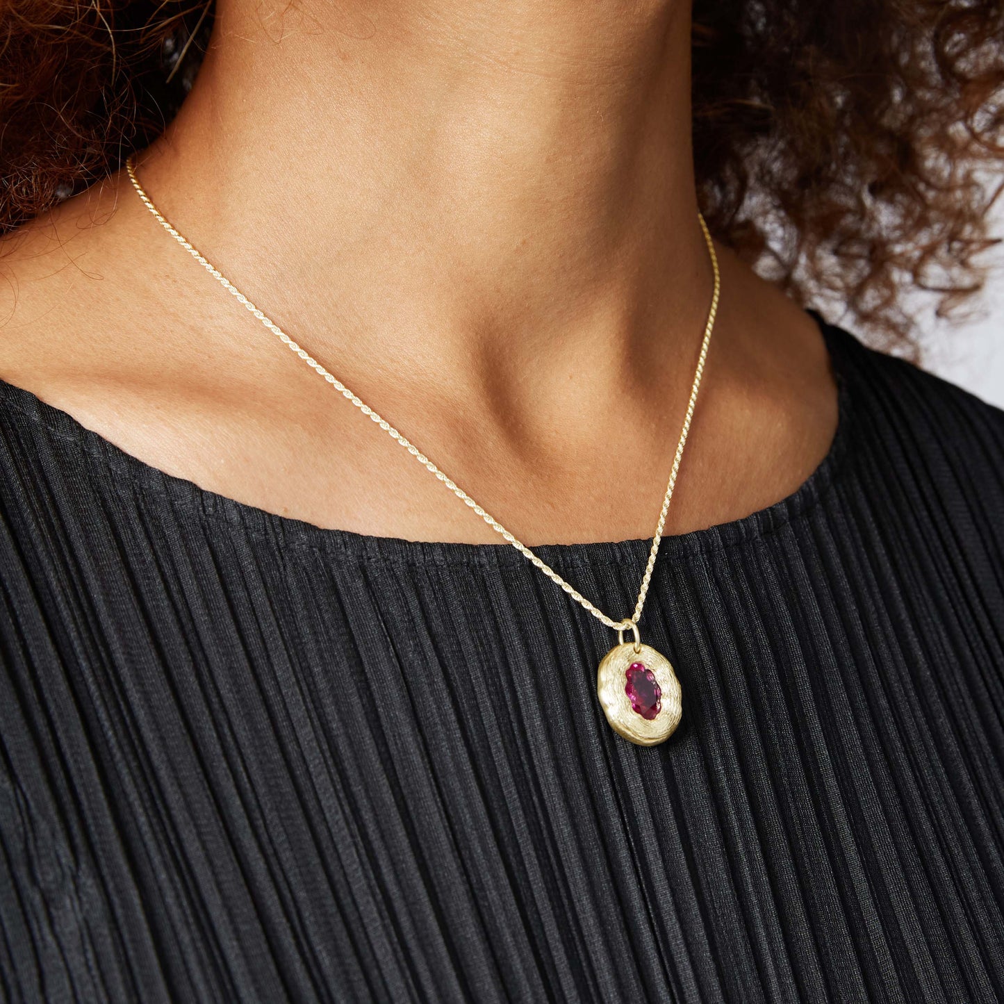 Mirror Pendant - Pink - Gold