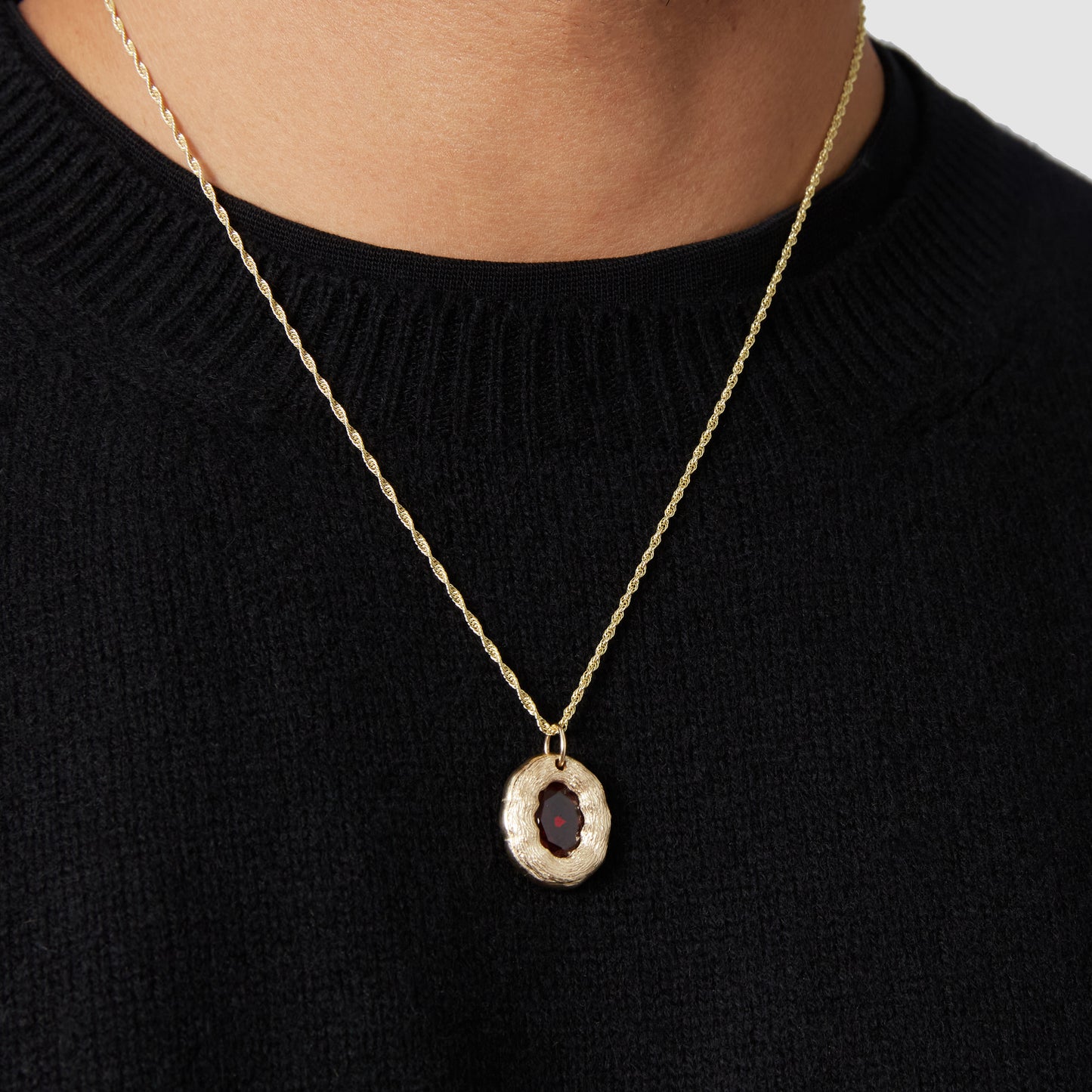 Mirror Pendant - Red - Gold