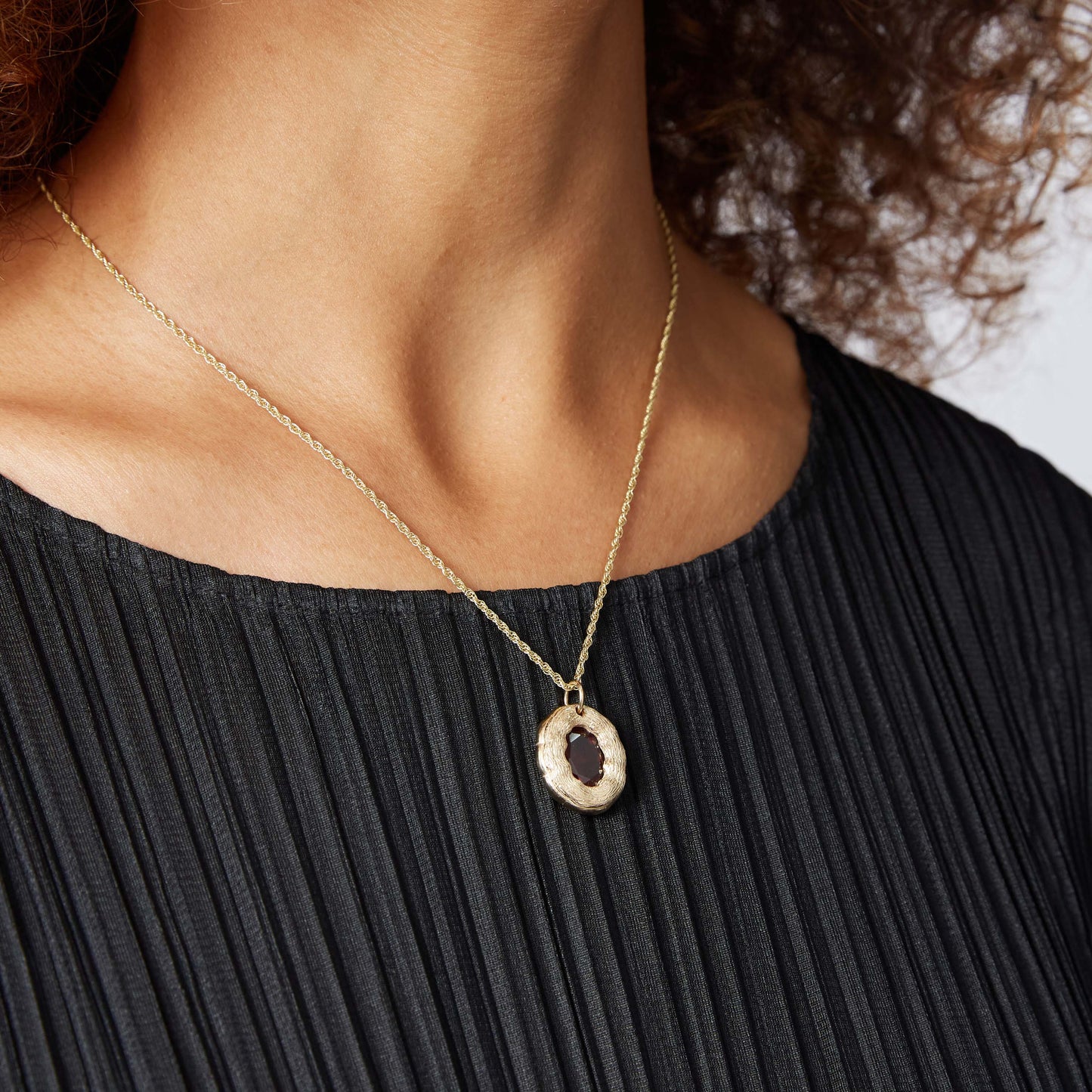 Mirror Pendant - Red - Gold