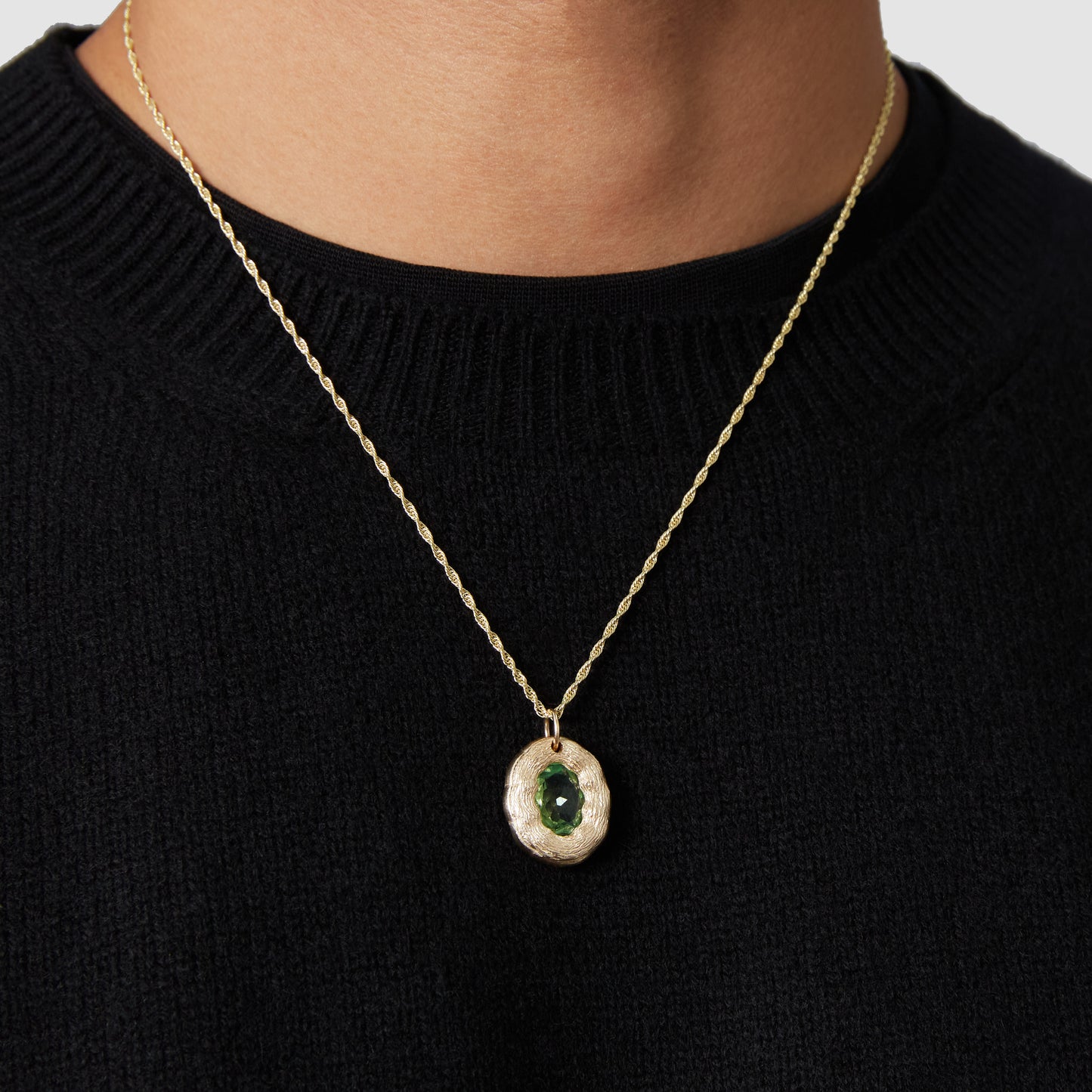 Mirror Pendant - Green - Gold