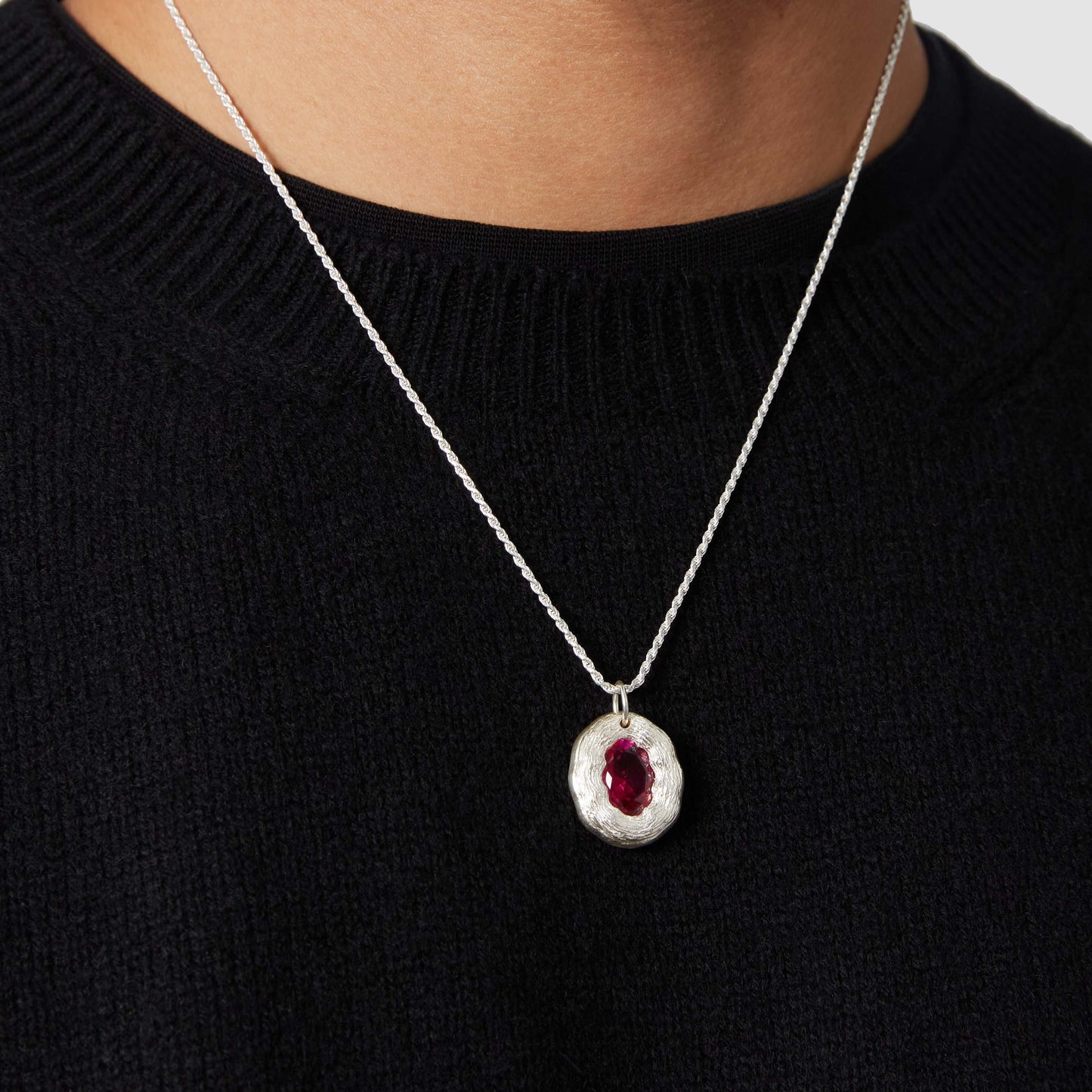 Mirror Pendant - Pink - Silver