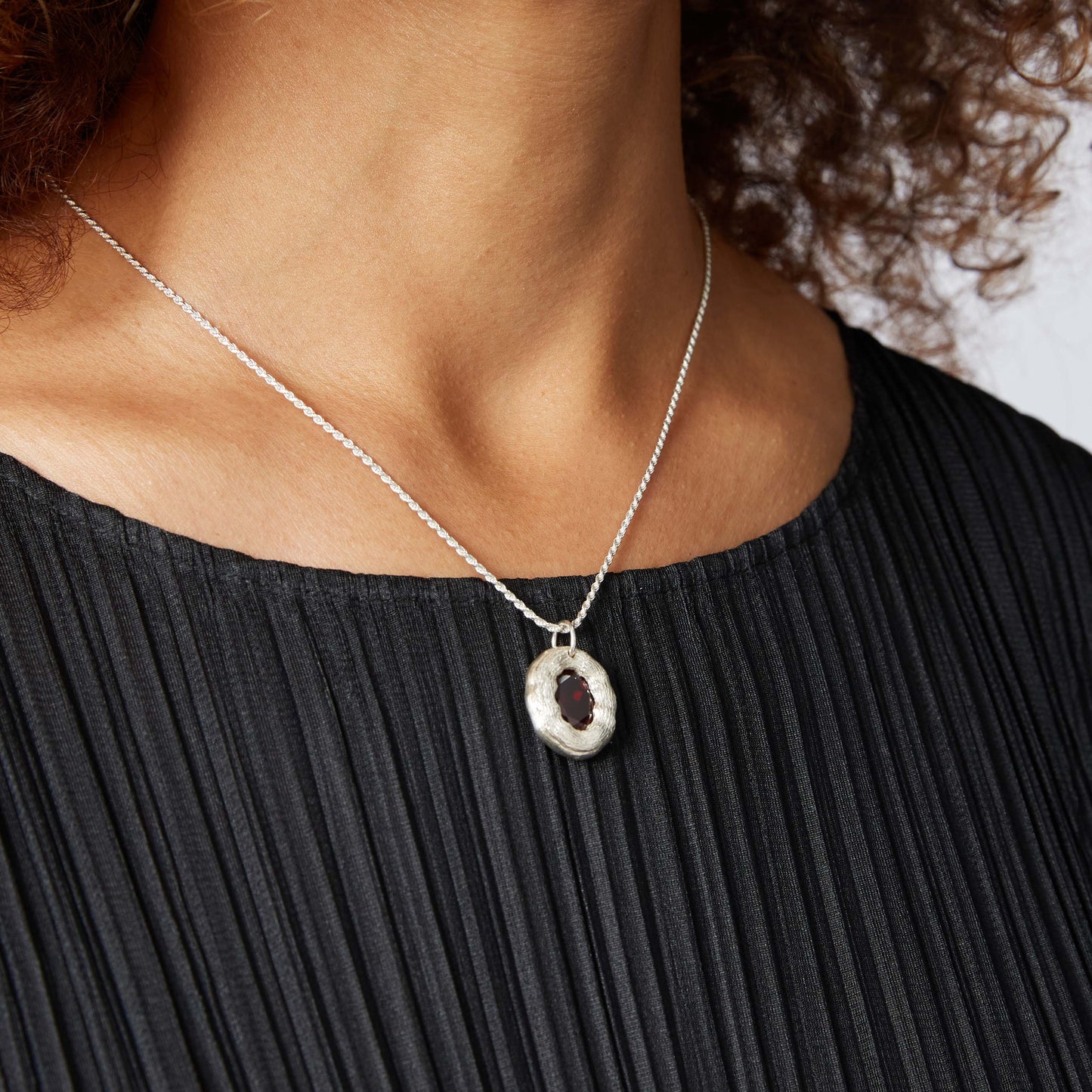 Mirror Pendant - Red - Silver