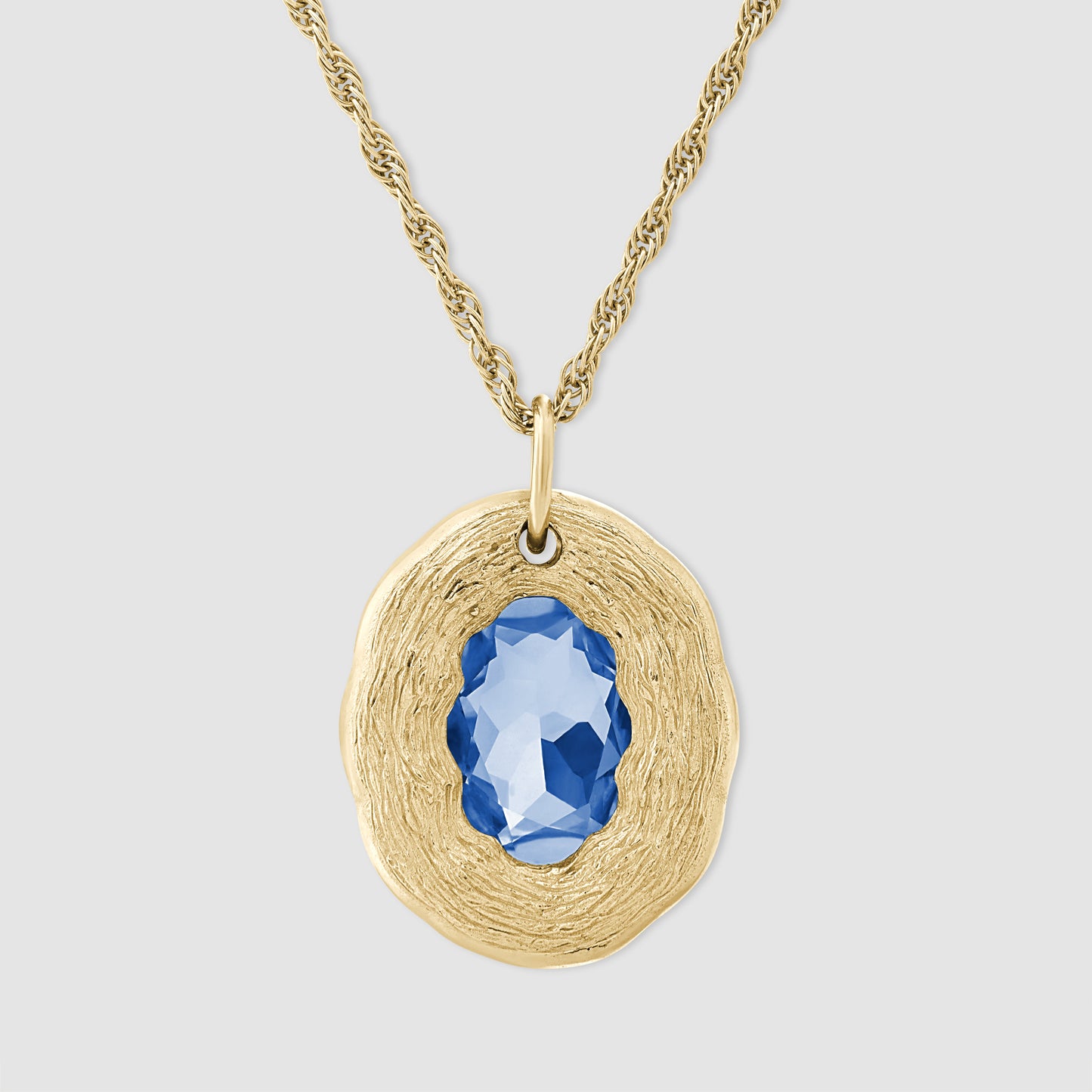 Mirror Pendant - Blue - Gold