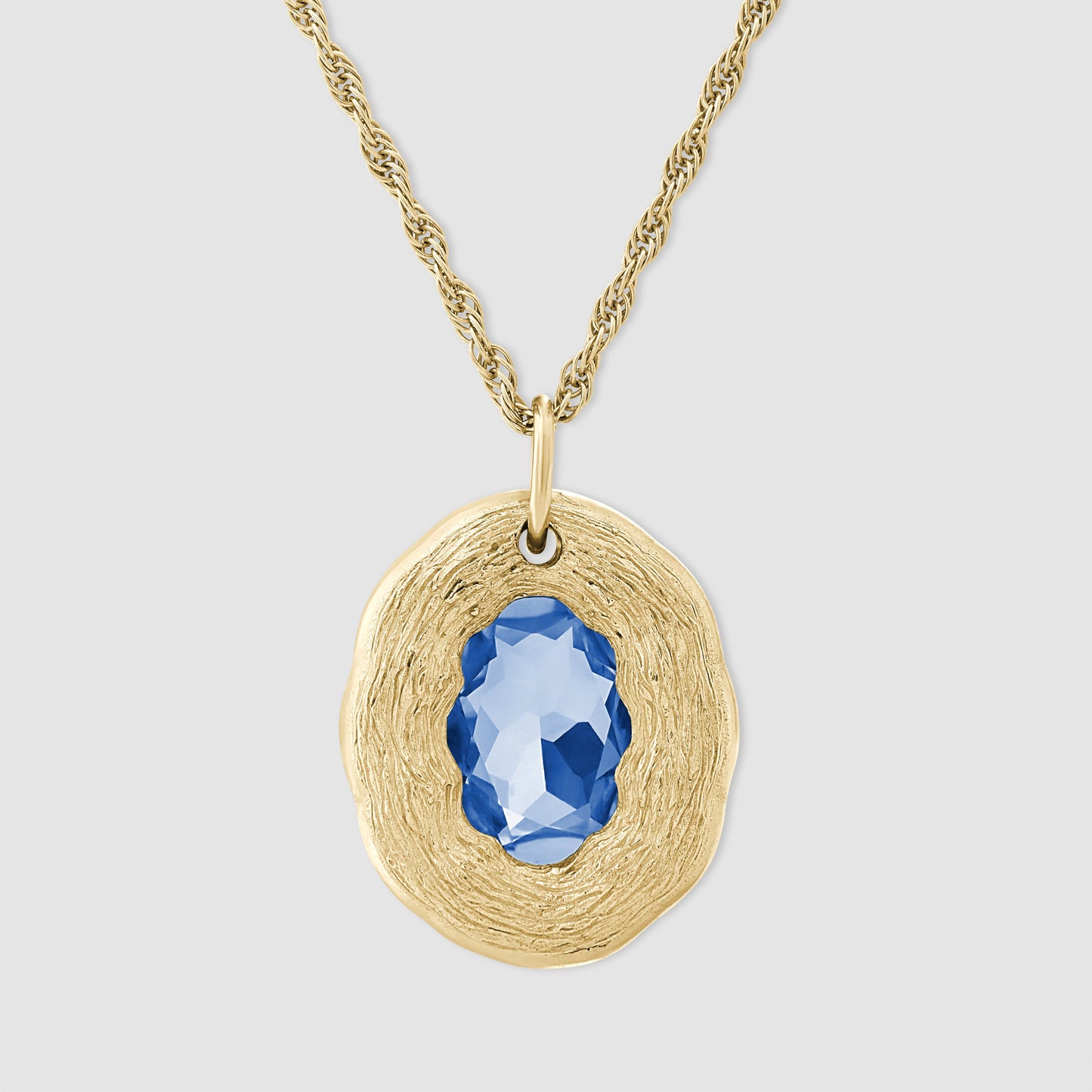 Mirror Pendant - Blue - Gold