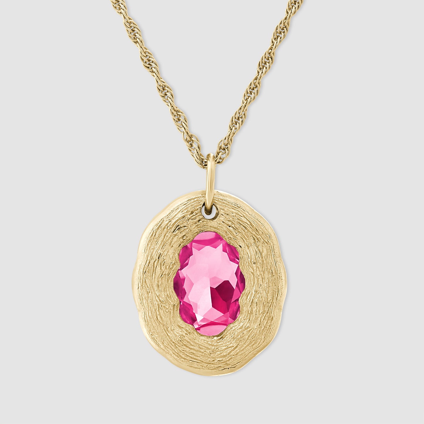 Mirror Pendant - Pink - Gold