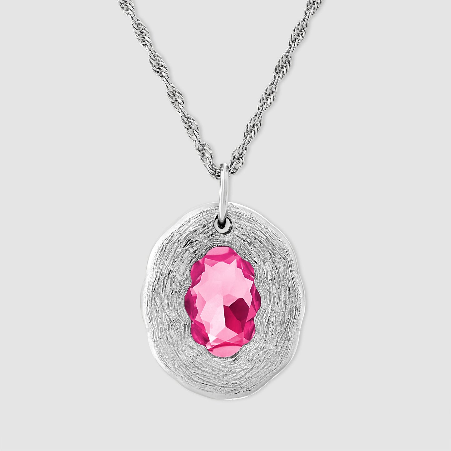 Mirror Pendant - Pink - Silver