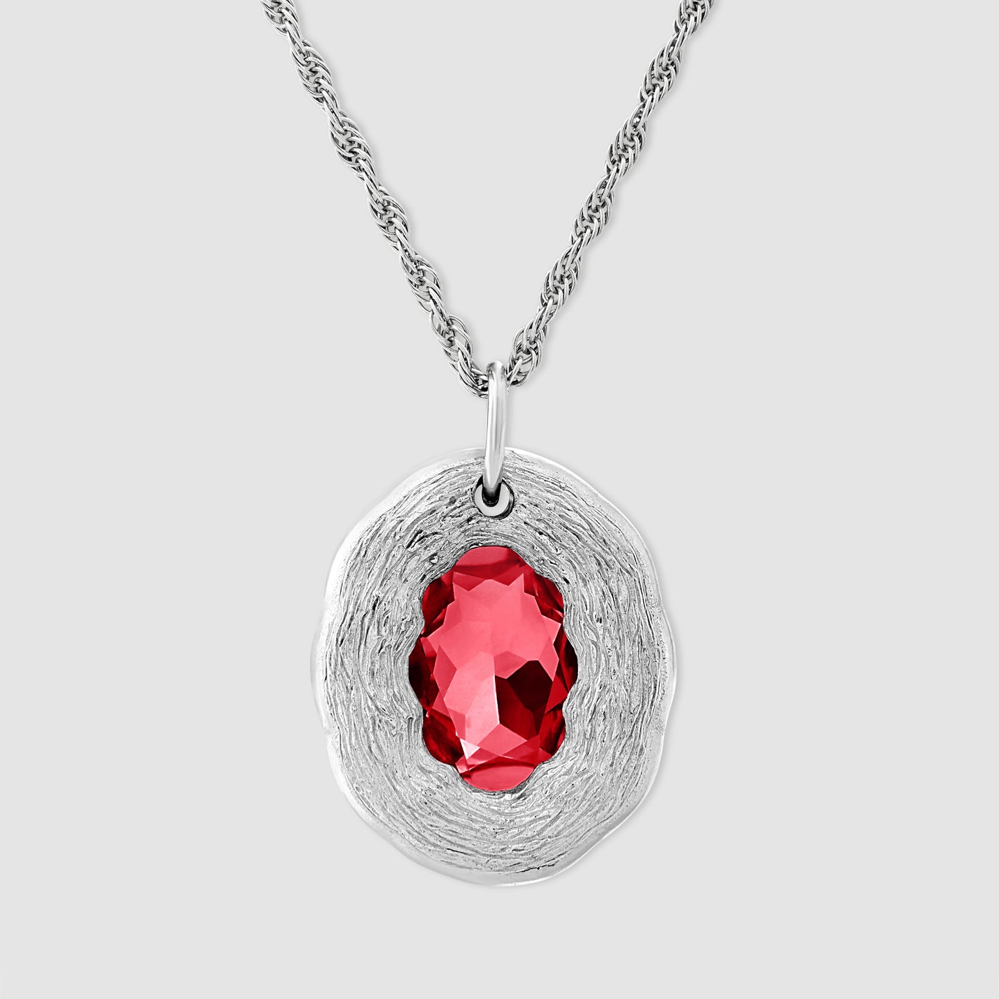 Mirror Pendant - Red - Silver