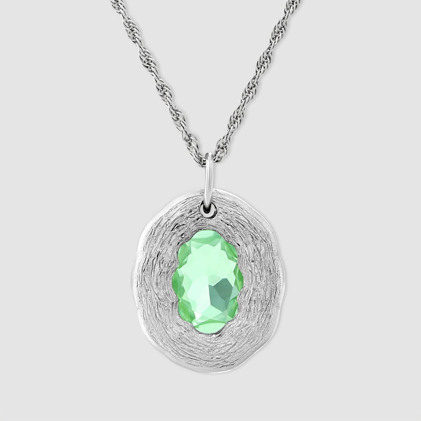 Mirror Pendant - Green - Silver