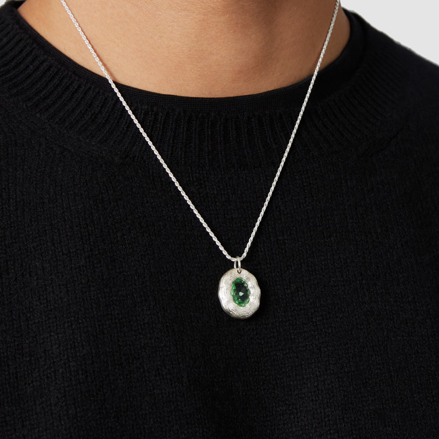 Mirror Pendant - Green - Silver