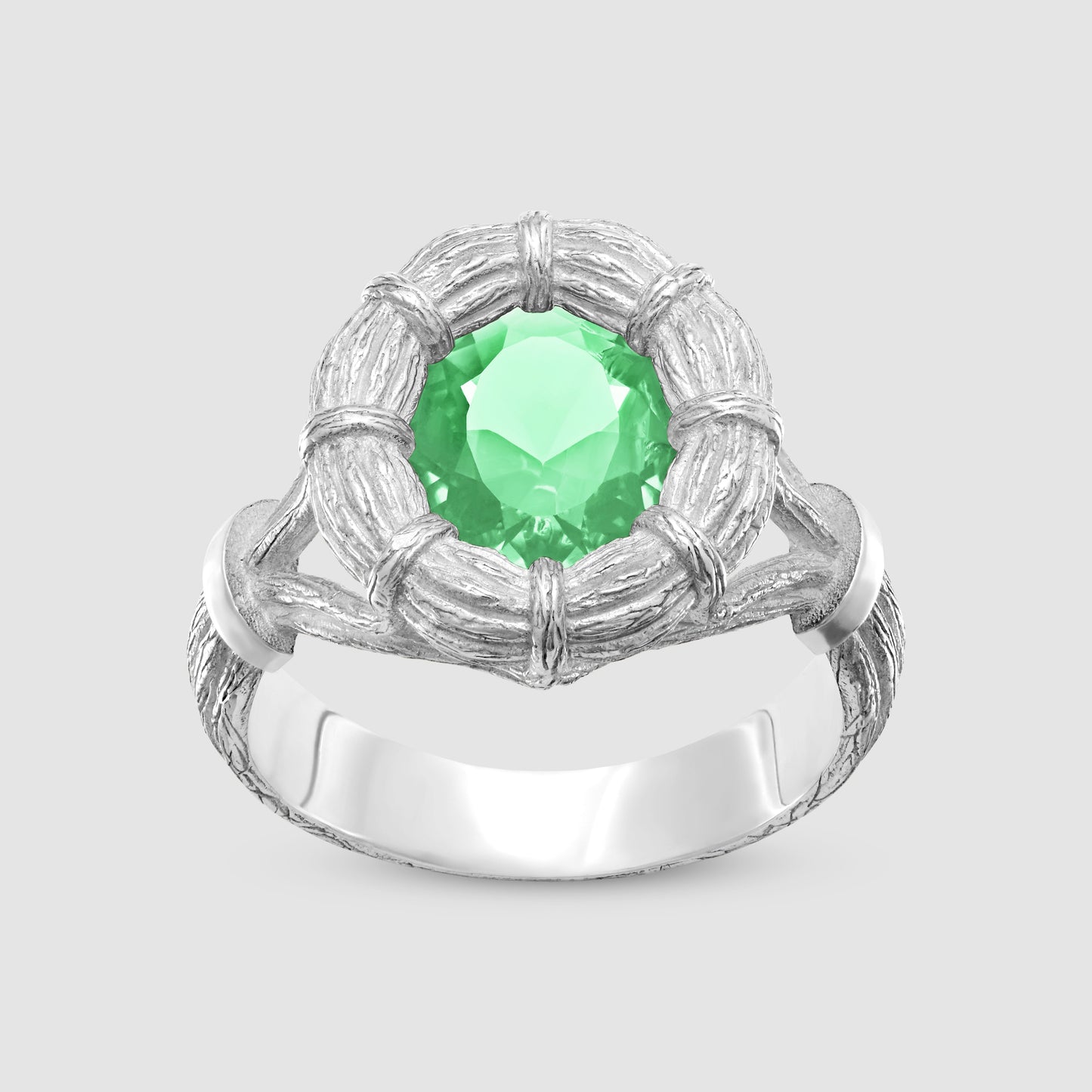 Bound Willow Ring - Green - Silver