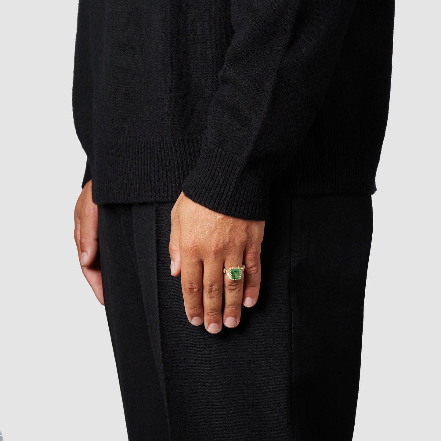 Baguette Cut Bound Willow Ring - Green - Gold