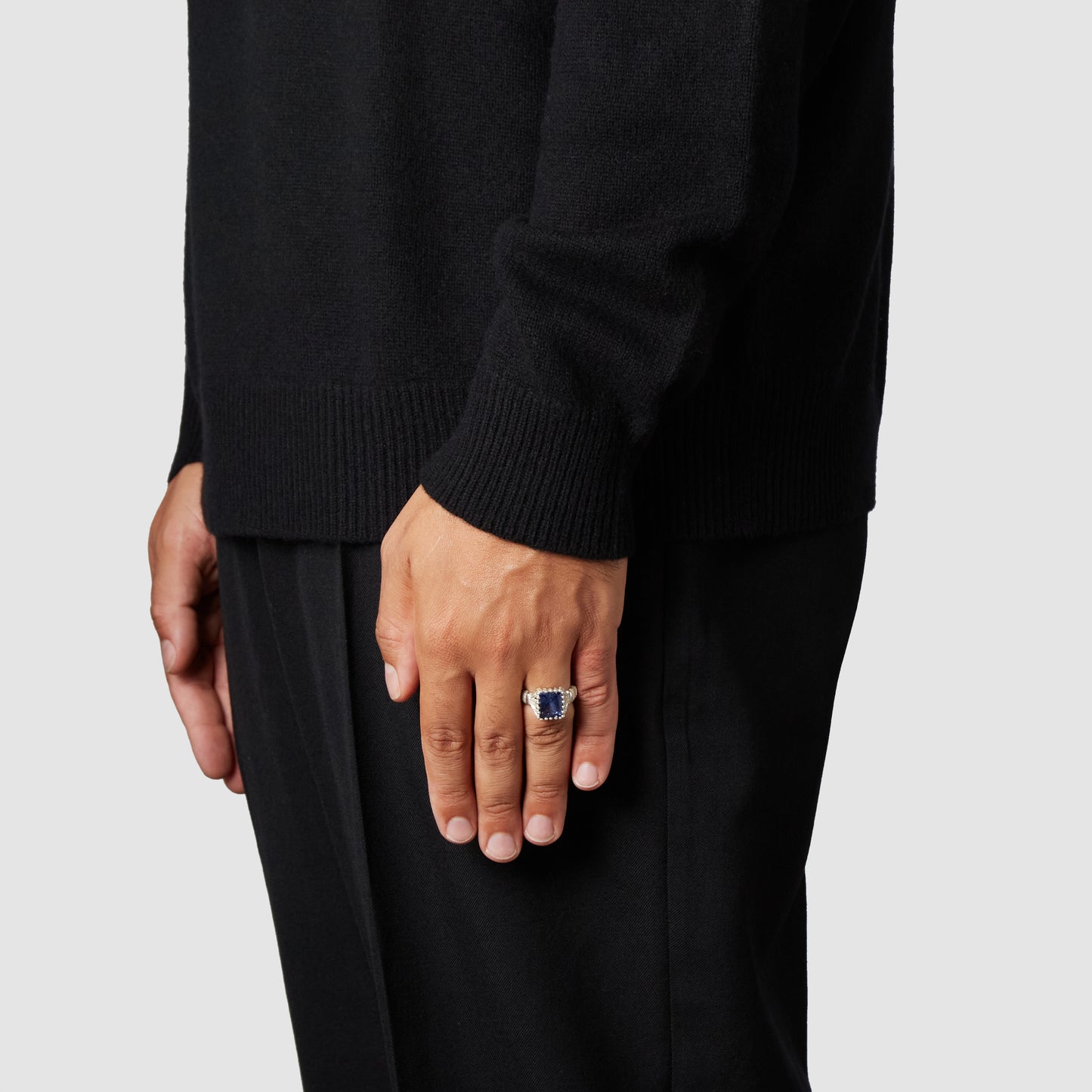 Baguette Cut Bound Willow Ring - Blue - Silver