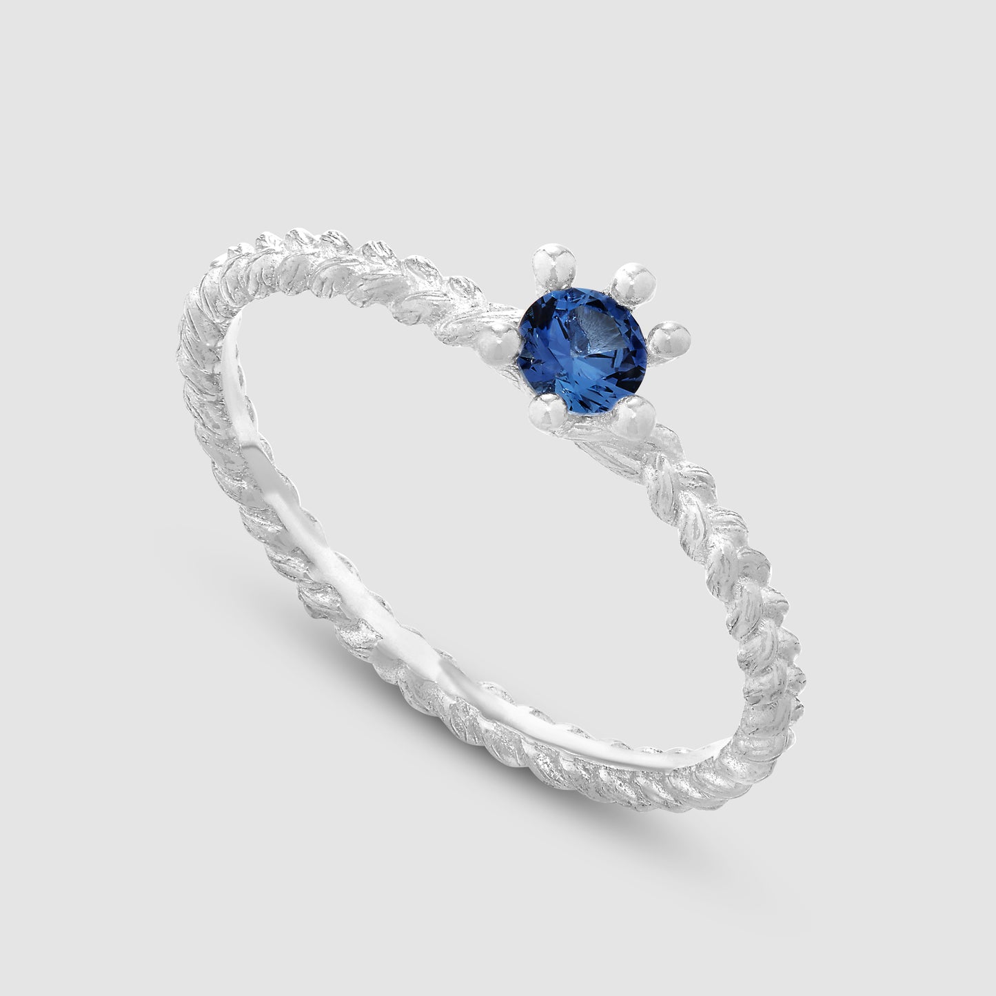 The Single Stone Braid Ring - Silver
